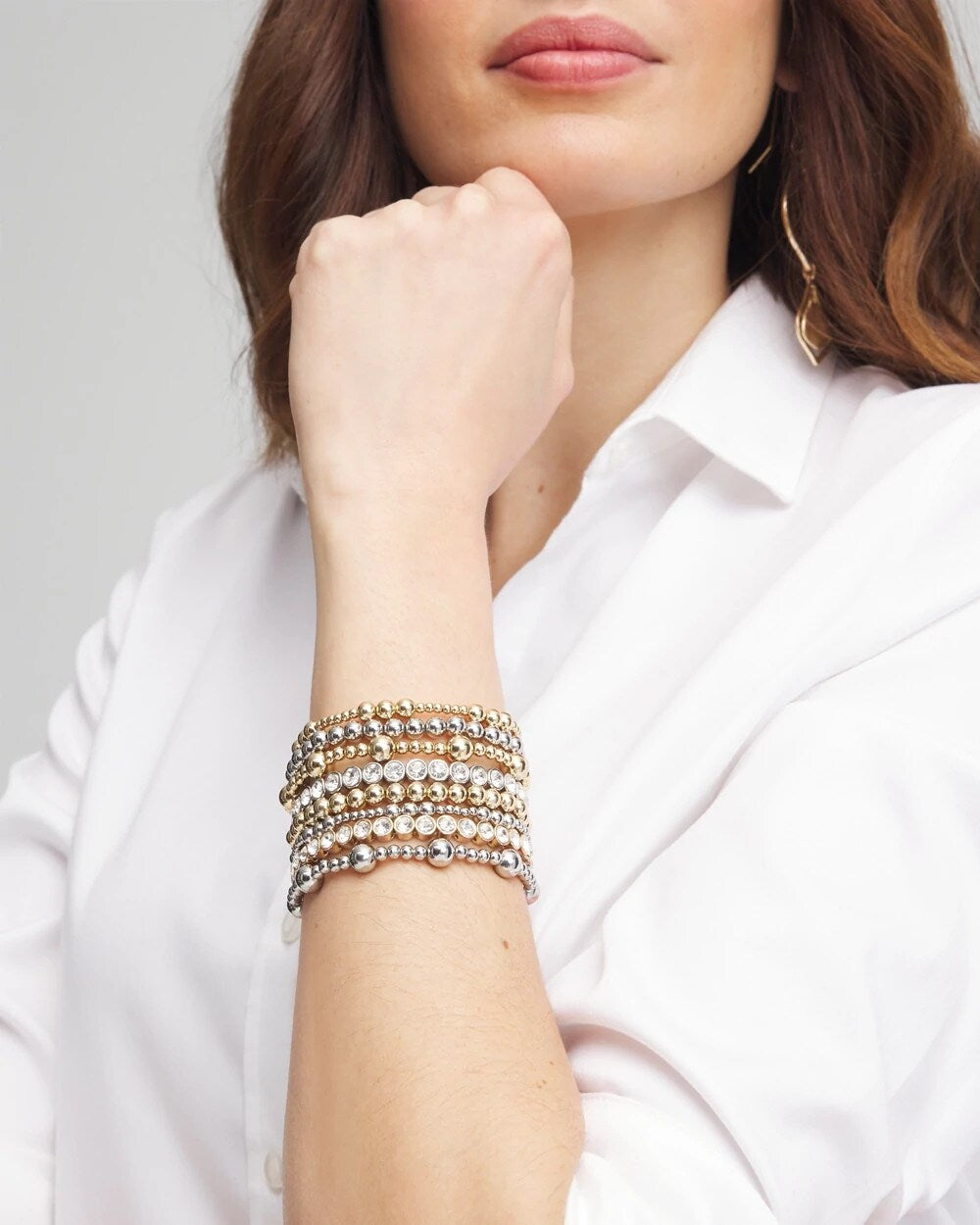 Gold-tone Medium Bead Stretch Bracelet - Chico's