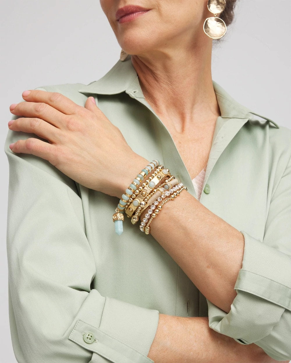 Gold-tone Small Bead Stretch Bracelet - Chico's