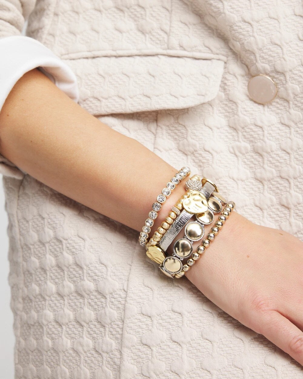Mixed Metal Heart Stretch Bracelet - Chico's
