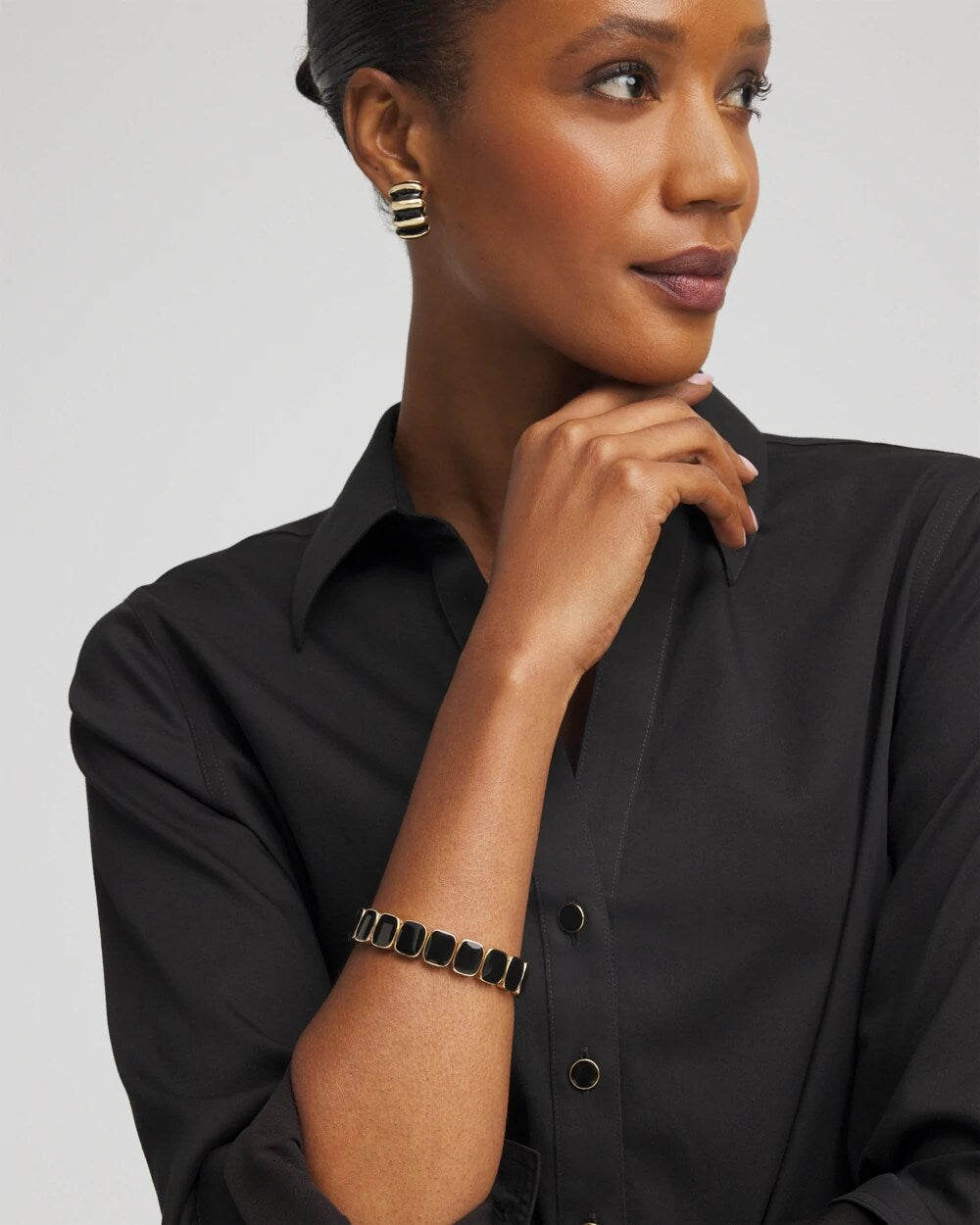 Chico's Originals Black Square Stretch Bracelet - Chico's