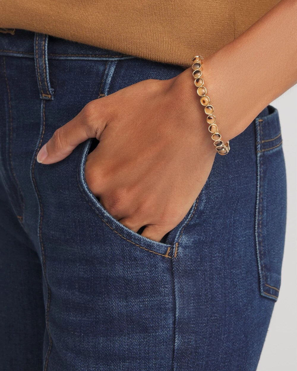 Tortoise Goldtone Round Stretch Bracelet - Chico's