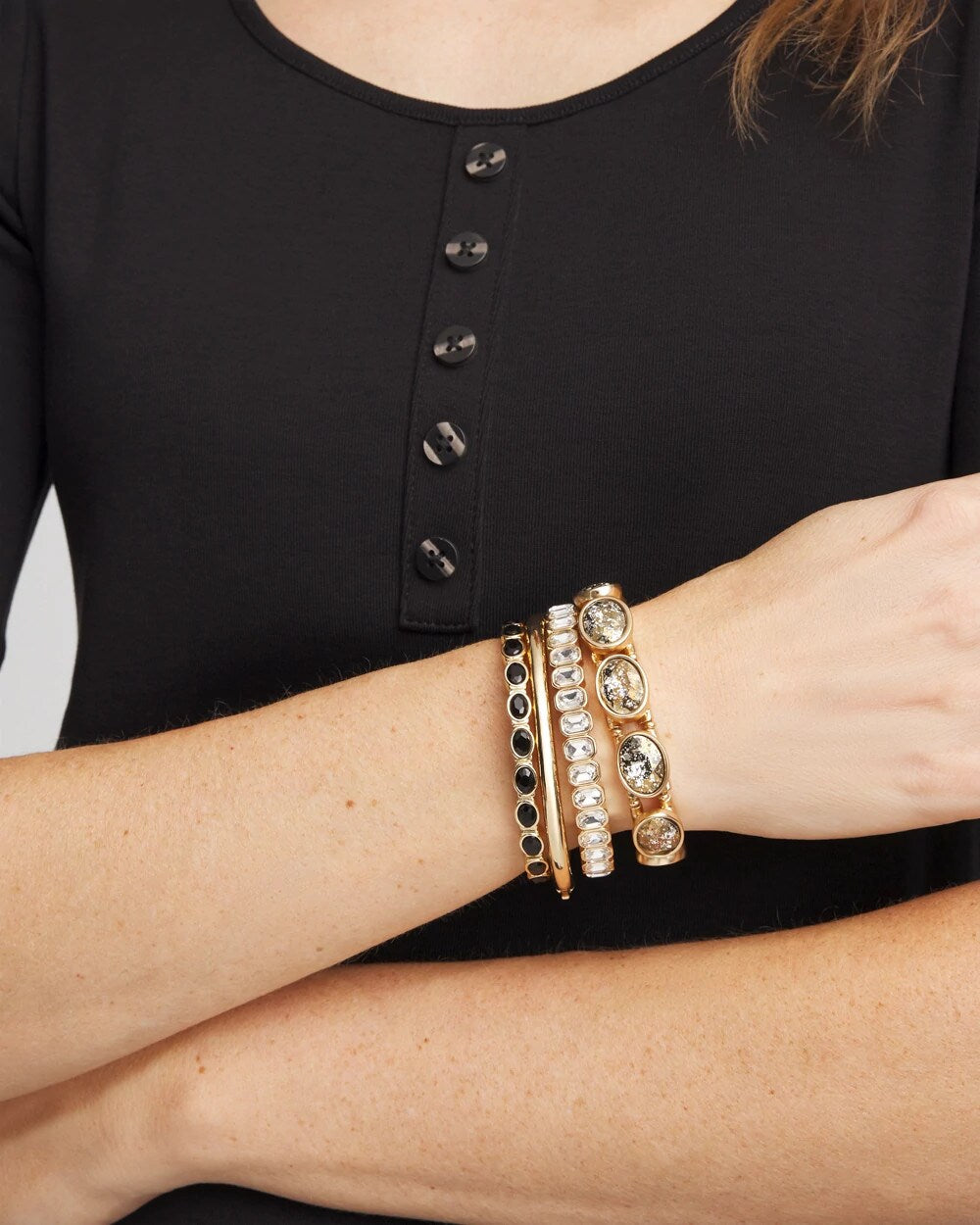 Large Faceted Gem Stretch Bracelet - Chico's