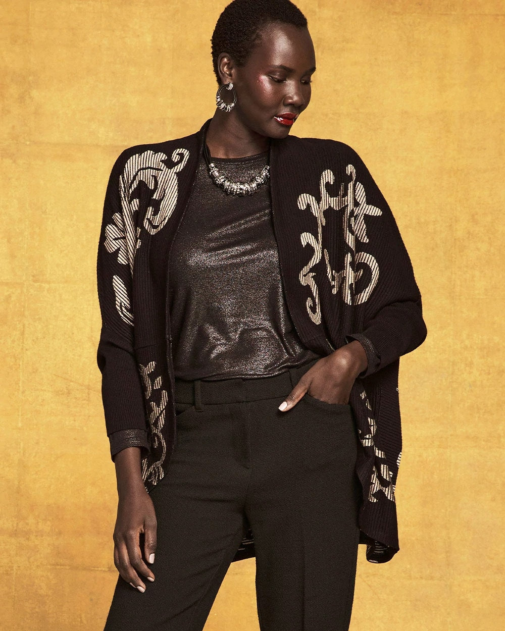 Ottoman Jacquard Cocoon Cardigan - Chico's