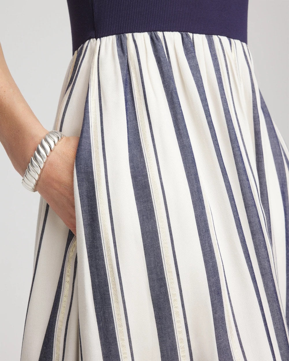 Petite Mixed Metallic Striped Maxi Dress - Chico's
