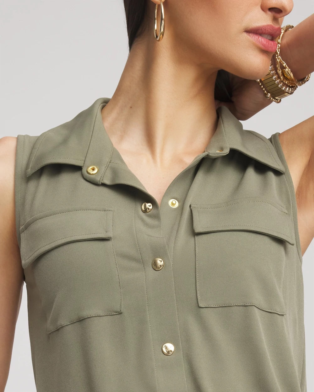 Petite Travelers™ Knit Sleeveless Shirtdress - Chico's