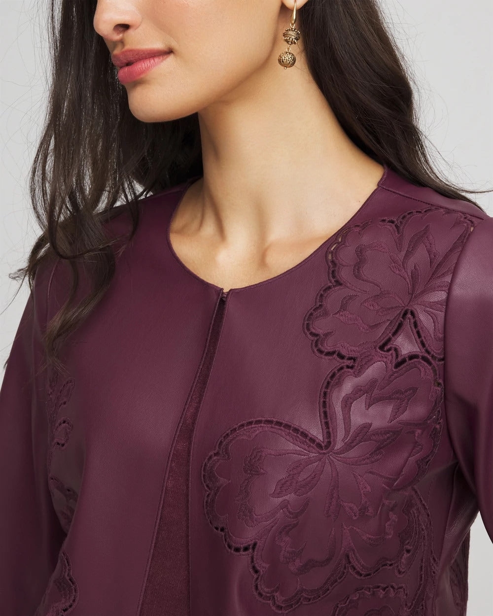 Travelers™ Collection Faux Leather Embroidered Jacket - Chico's
