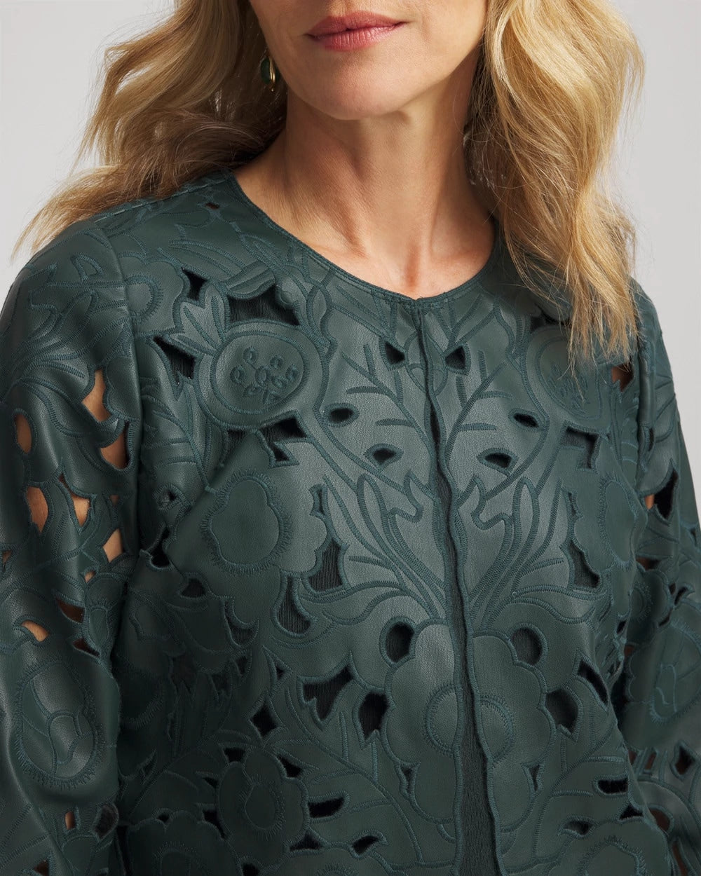 Travelers™ Collection Faux Leather Floral Jacket - Chico's