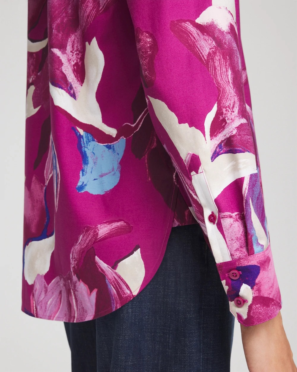 No Iron™ Floral-Paint-Print Shirt - Chico's