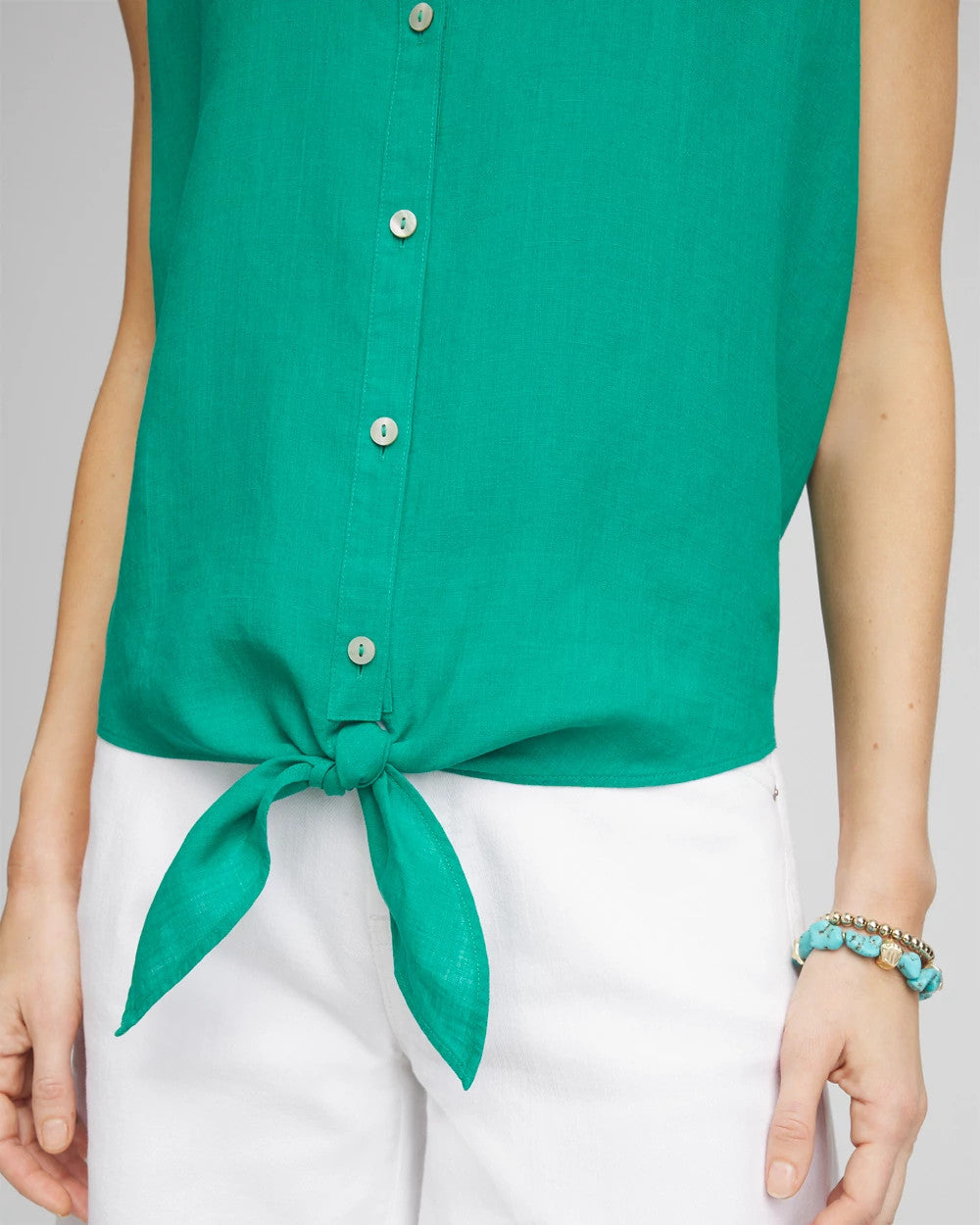 No Iron™ Linen Tie-Front Sleeveless Shirt - Chico's