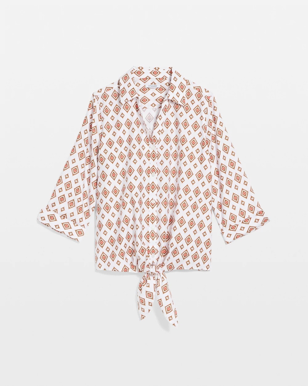 No Iron™ Tie-Front Geo-Print Shirt - Chico's