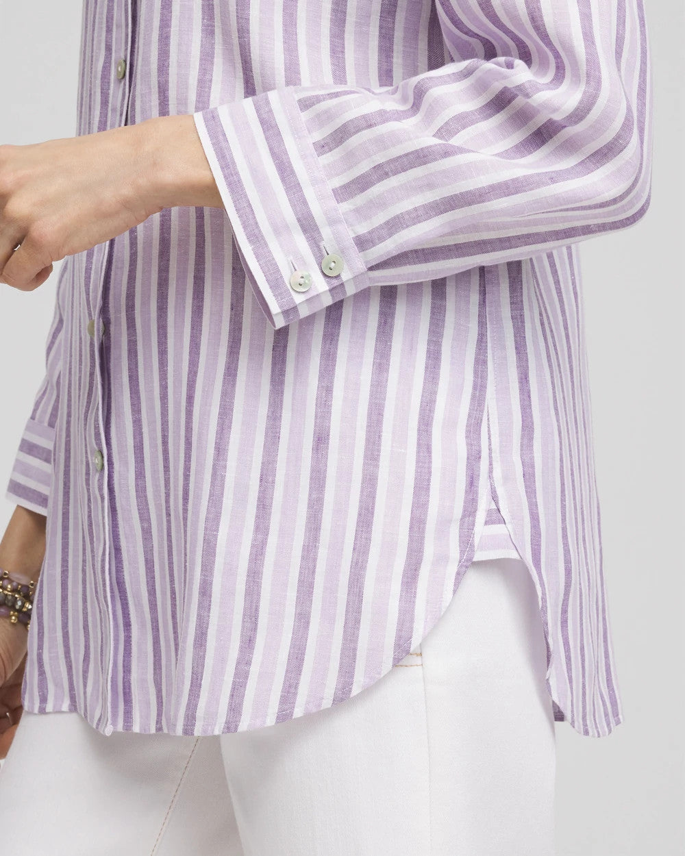 No Iron™ Plum Striped Linen Shirt - Chico's