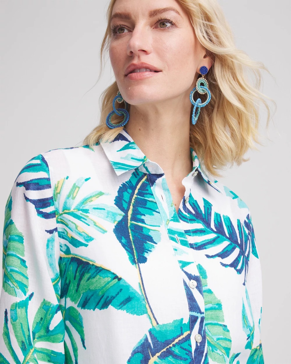 No Iron™ Palm Print Linen Shirt - Chico's