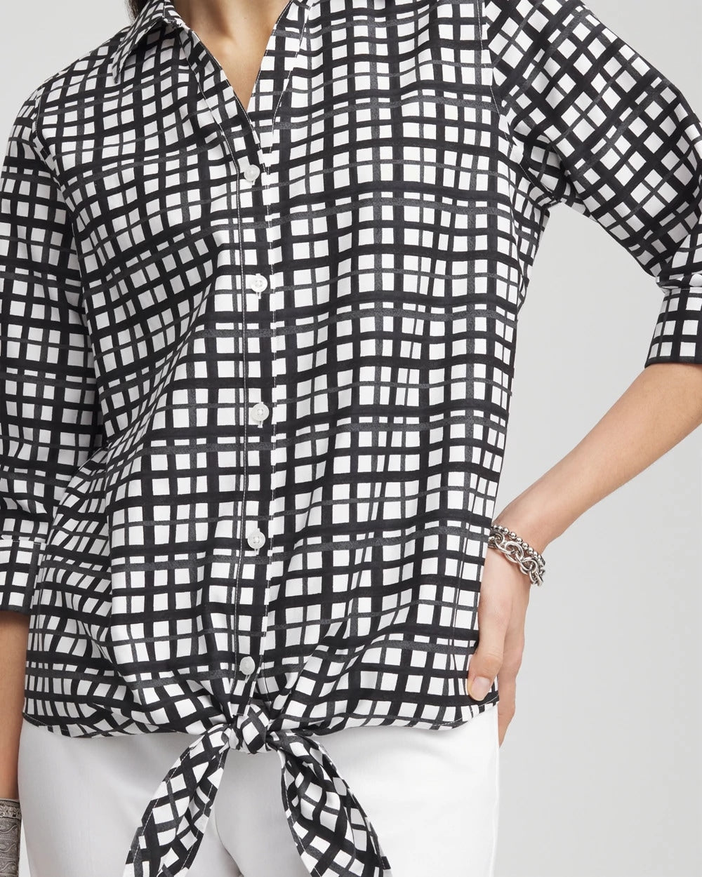 No Iron™ Plaid Tie-Front Top - Chico's