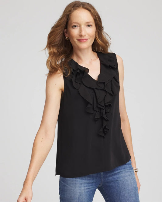 Satin Ruffle Tank - Chico's
