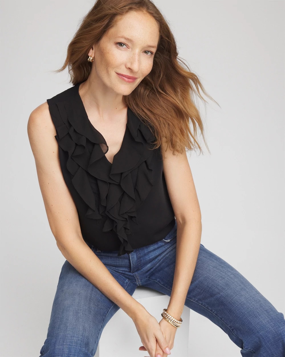 Satin Ruffle Tank - Chico's