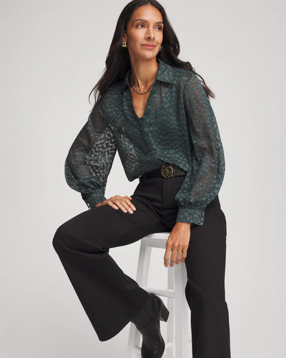Clip-Dot Billow-Sleeve Blouse - Chico's