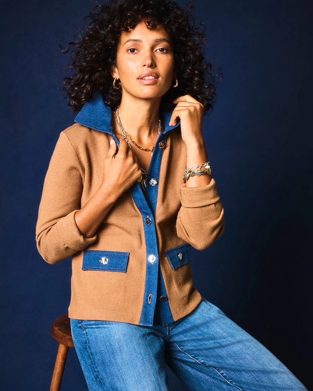 Collared Denim Trim Cardigan - Chico's