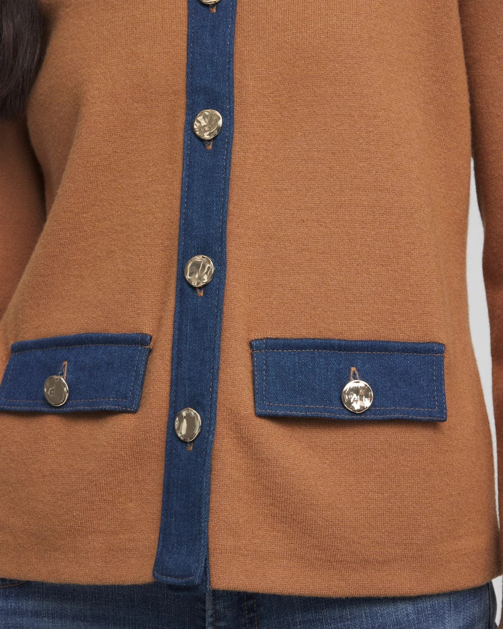 Collared Denim Trim Cardigan - Chico's