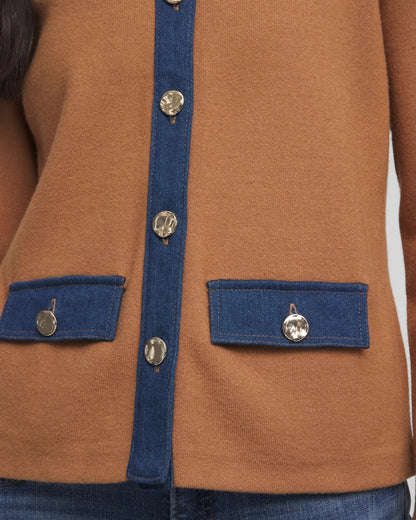 Collared Denim Trim Cardigan - Chico's