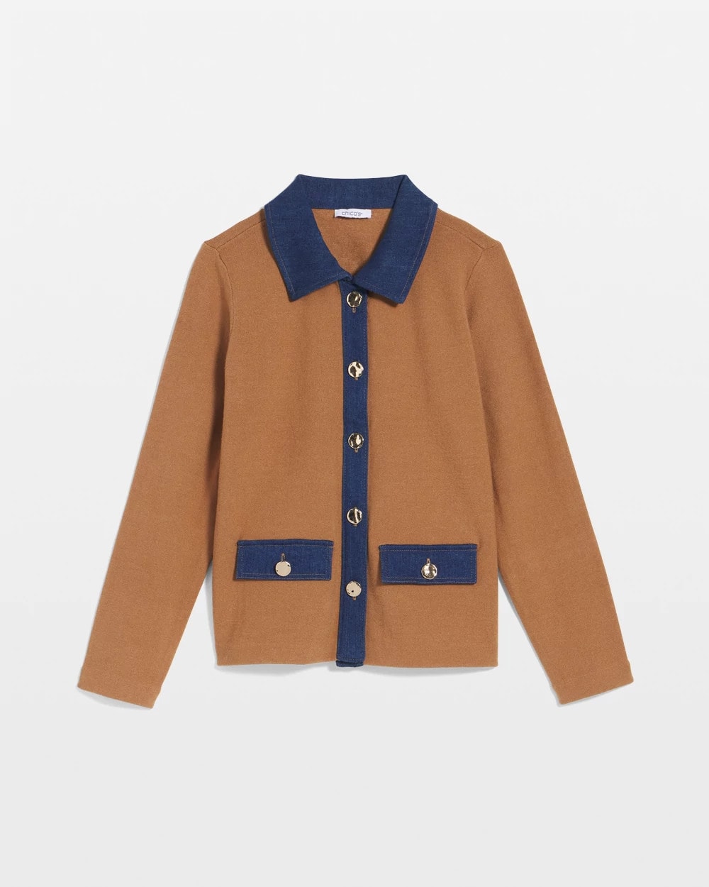 Collared Denim Trim Cardigan - Chico's