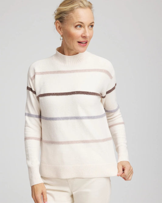 Sequined Stripe Pullover Sweater - Chico's