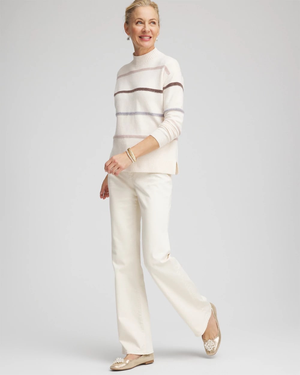 Sequined Stripe Pullover Sweater - Chico's