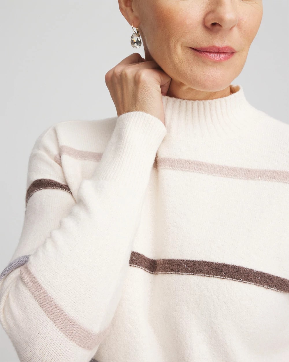 Sequined Stripe Pullover Sweater - Chico's