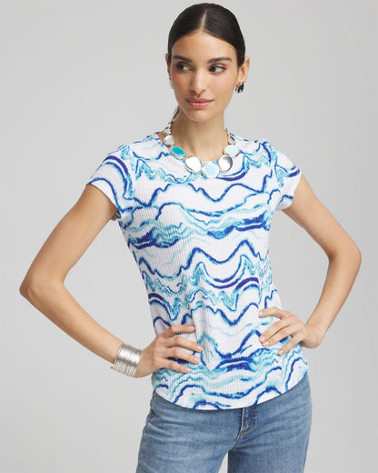 Ocean Waves Cap Sleeve Dolman Tee - Chico's