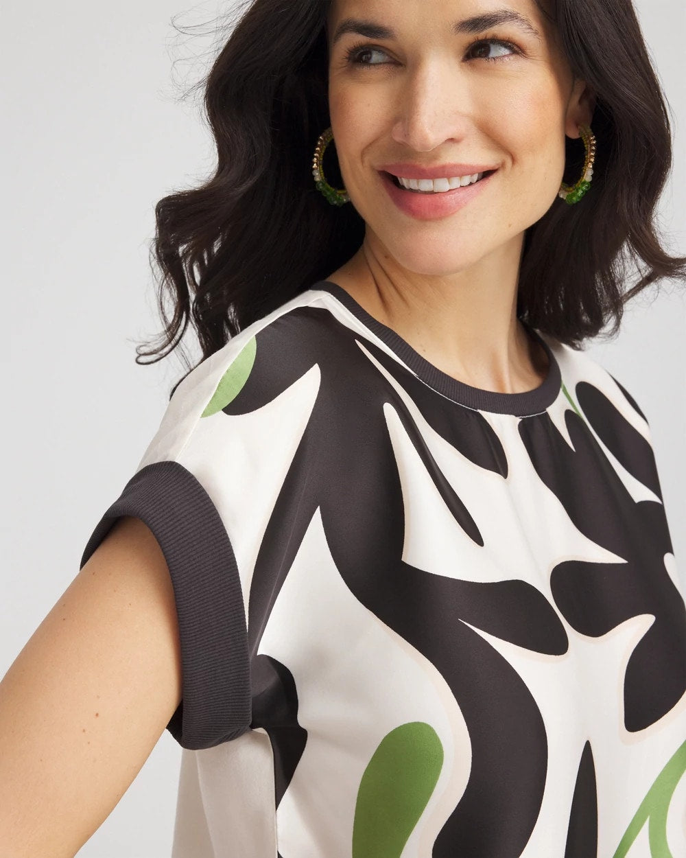 Floral Rib-Knit Satin Top - Chico's