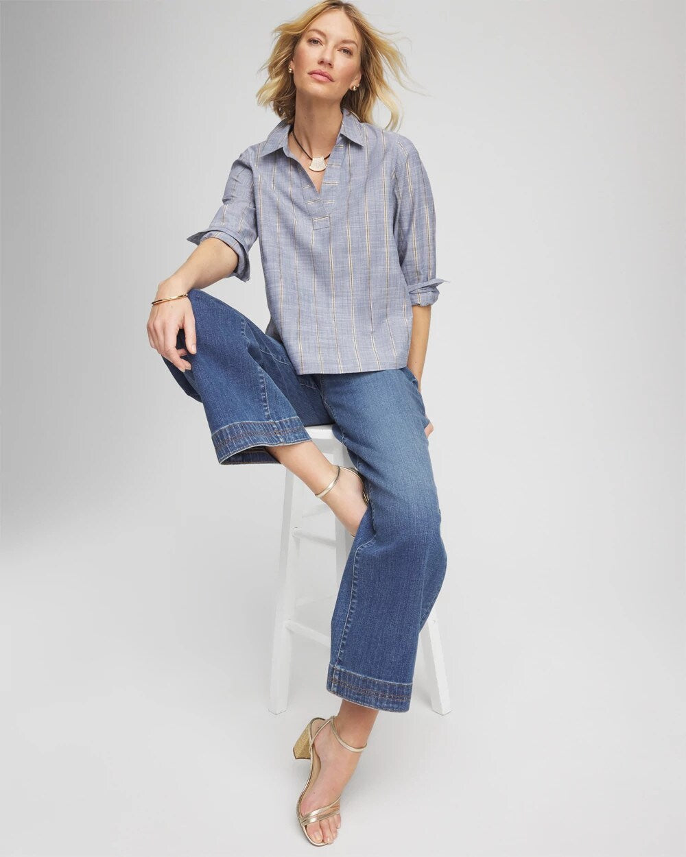 Striped Soft Denim Popover - Chico's