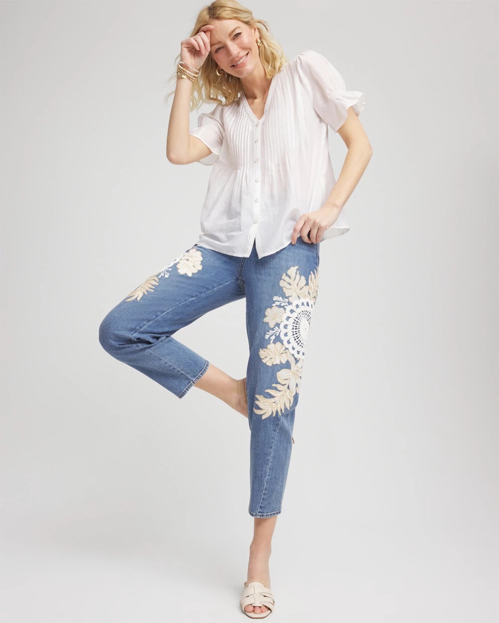 Embellished Tapered Cropped Jean - Chico's