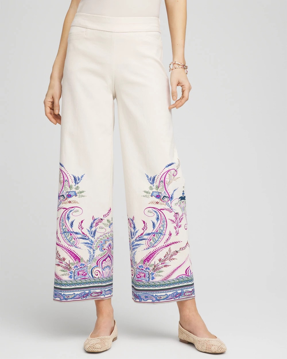 Brigitte™ Paisley Wide-Leg Cropped Pants - Chico's