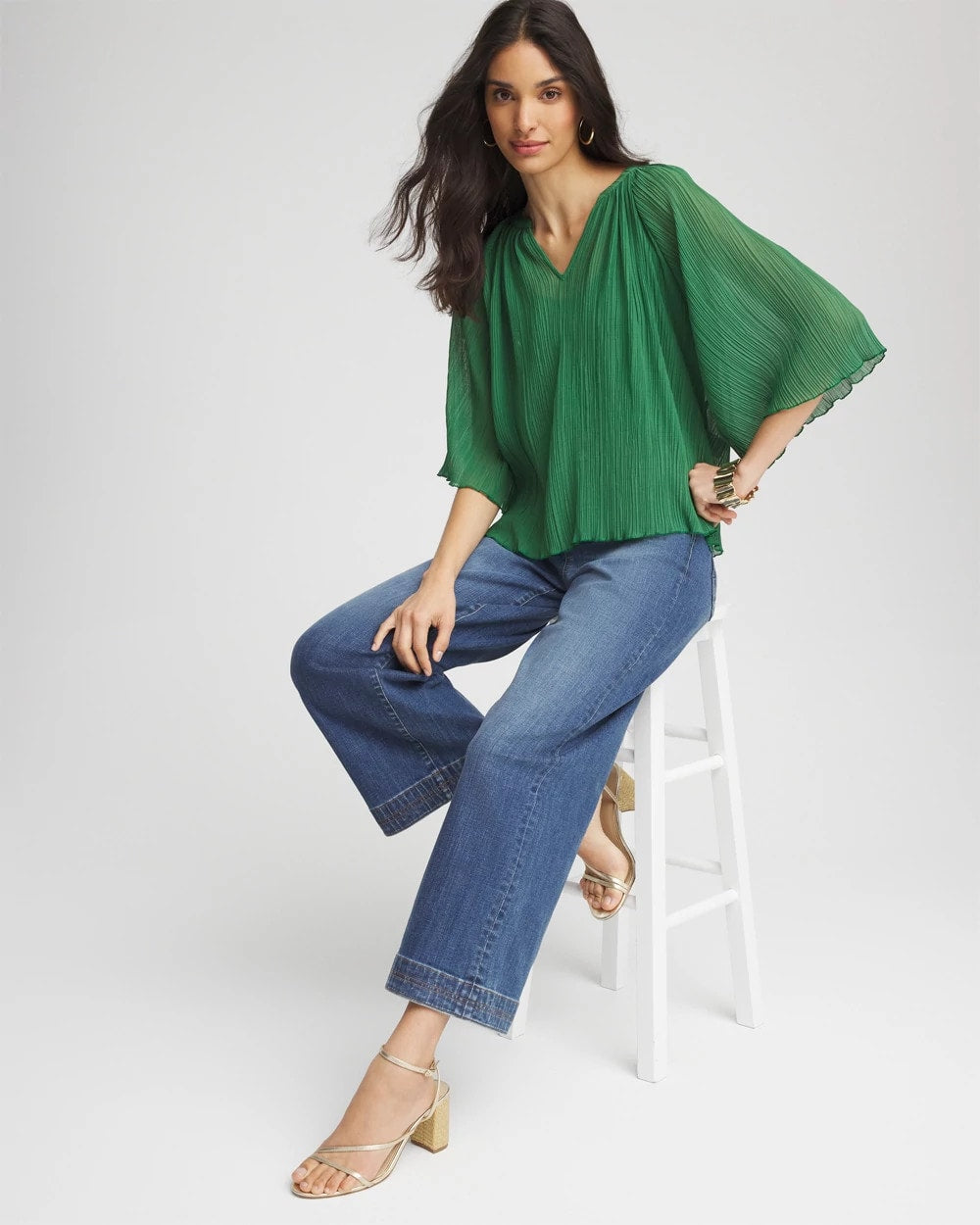 Textured Pleated Chiffon Blouse - Chico's