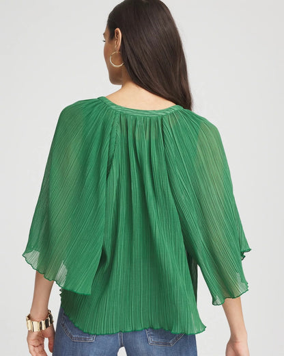 Textured Pleated Chiffon Blouse - Chico's