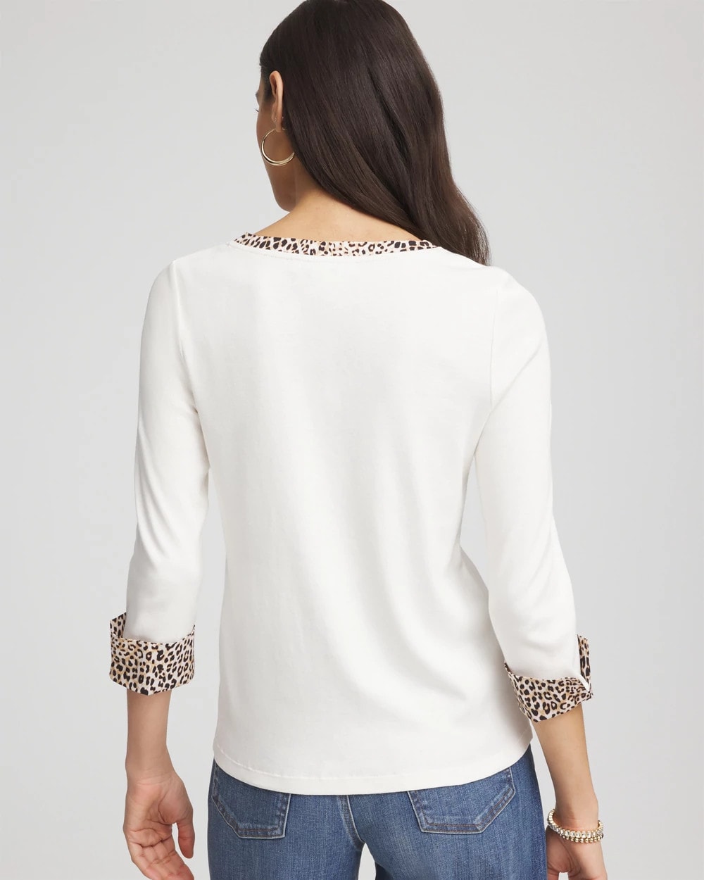 Pima Jewel Neck Contrast Tee - Chico's