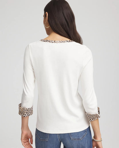 Pima Jewel Neck Contrast Tee - Chico's