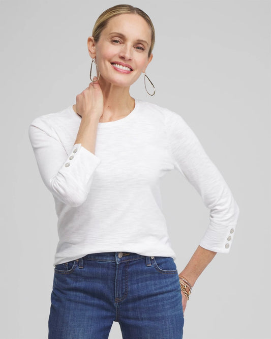 3/4 Sleeve Button Tee - Chico's