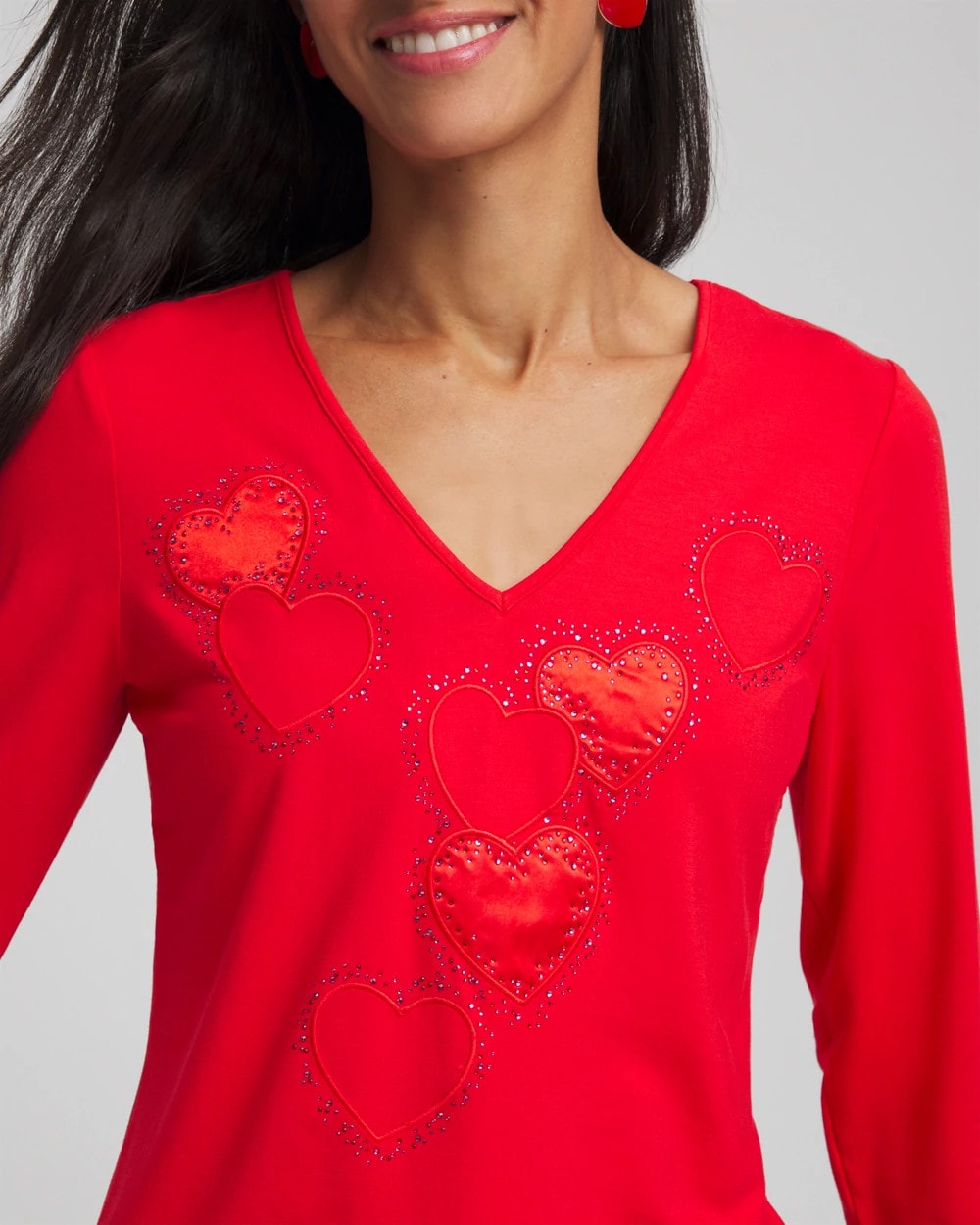 Embellished Heart V-Neck Tee - Chico's