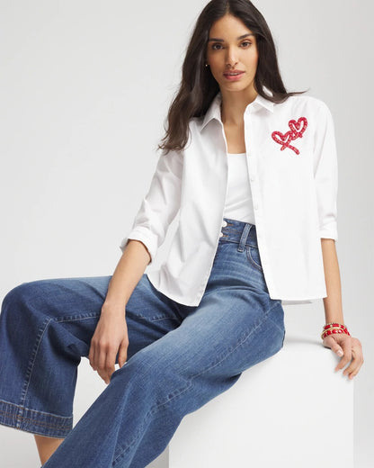 Crystal Heart Poplin Shirt - Chico's