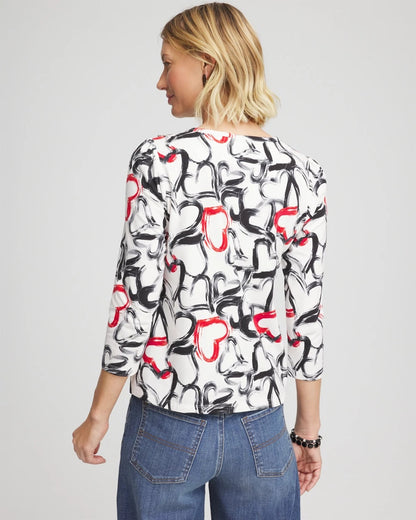 Love Brush Button Heart Tee - Chico's