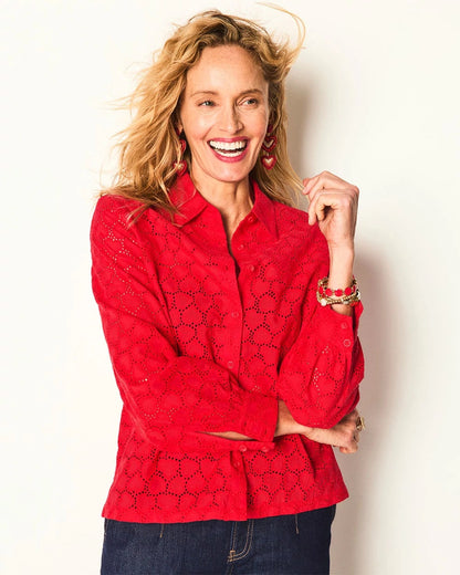 Heart Eyelet Button Down Shirt - Chico's
