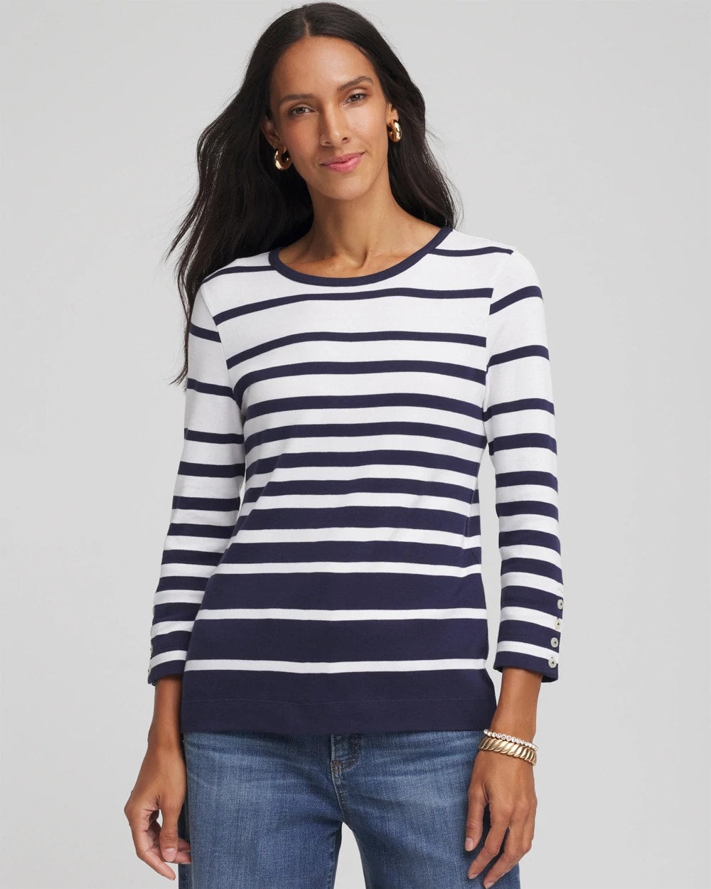 Striped 3/4 Sleeve Perfect Tee - Chico's