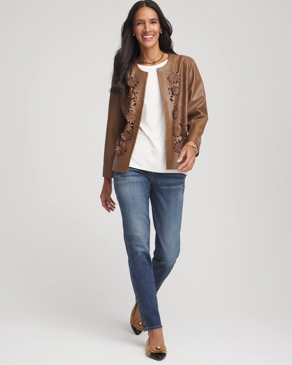 Floral Cutwork Faux Leather Jacket - Chico's