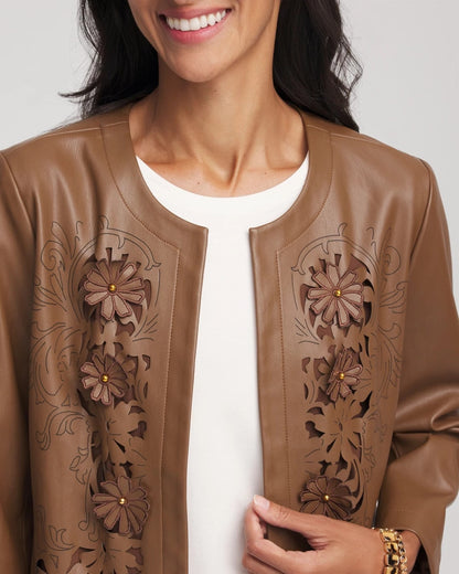 Floral Cutwork Faux Leather Jacket - Chico's