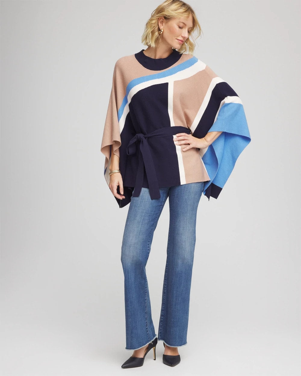 Belted Colorblock Poncho - Chico's