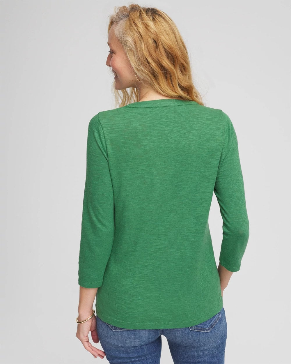 Slub Splitneck Button Tee - Chico's