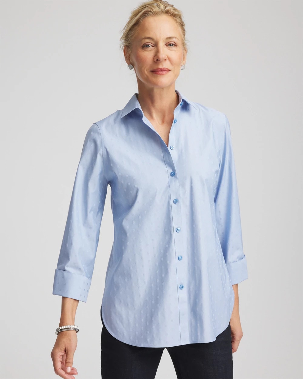 No Iron™ Striped Jacquard Sateen Shirt - Chico's