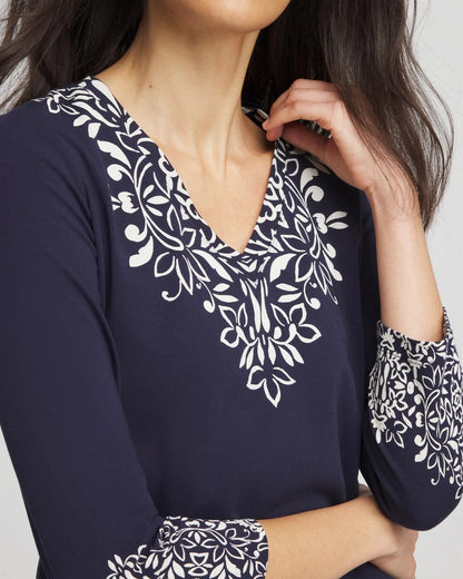 Chic Scroll 3/4 Sleeve Perfect Tee - Chico's
