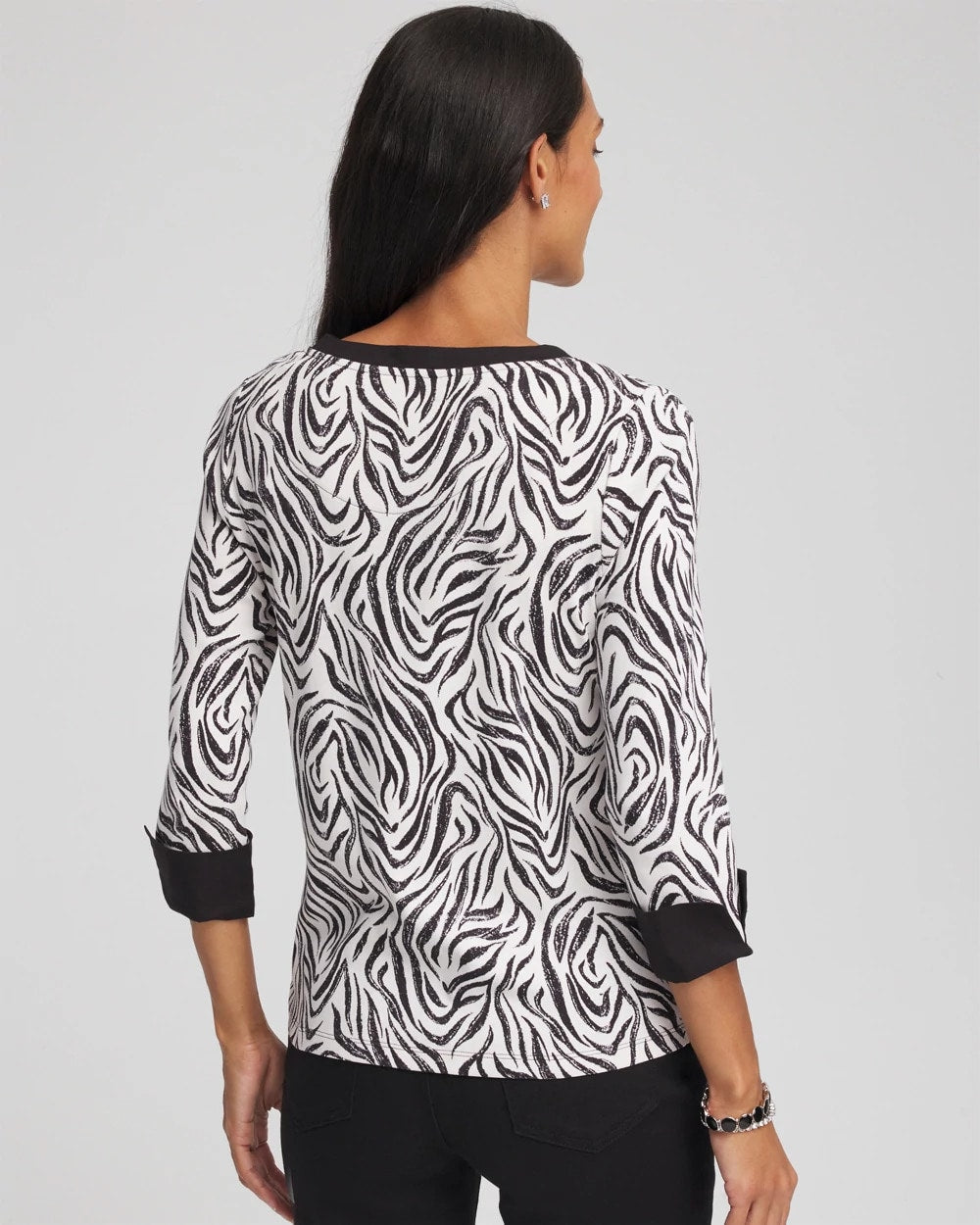 Pima Jewel Neck Contrast Tee - Chico's
