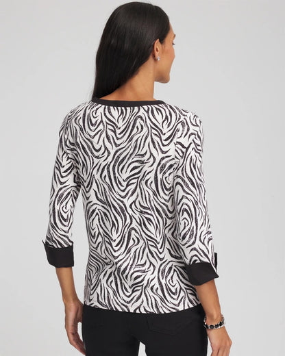 Pima Jewel Neck Contrast Tee - Chico's